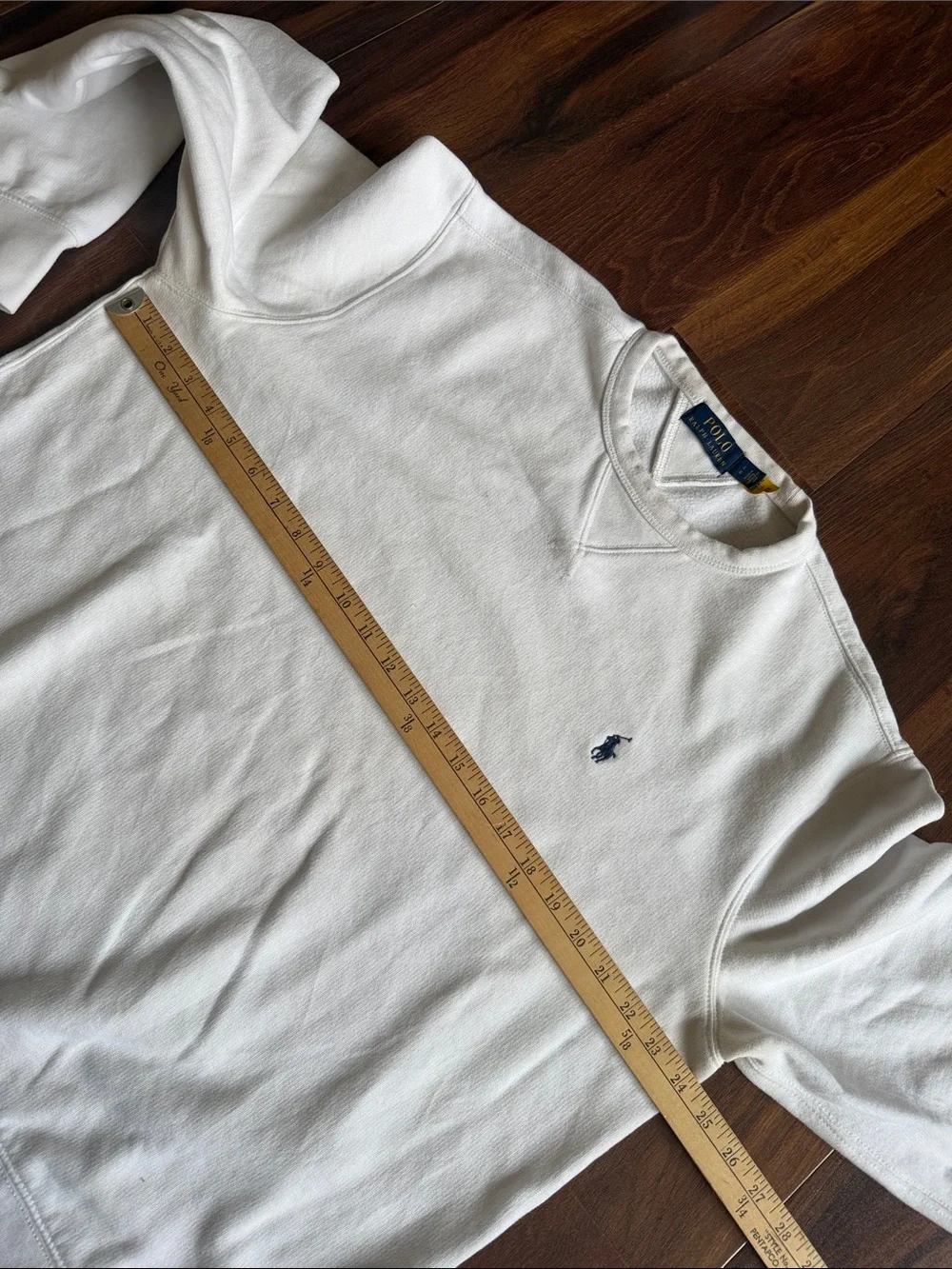 Polo Ralph Lauren Crewneck Sweatshirt White Navy Pony Mens L Stained